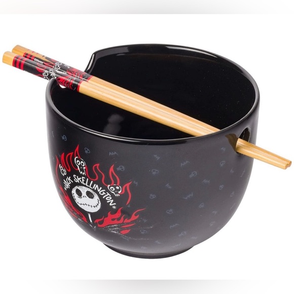 The Nightmare Before Christmas Jack Skellington Ramen Bowl With Chopsticks NIB - Picture 5 of 6